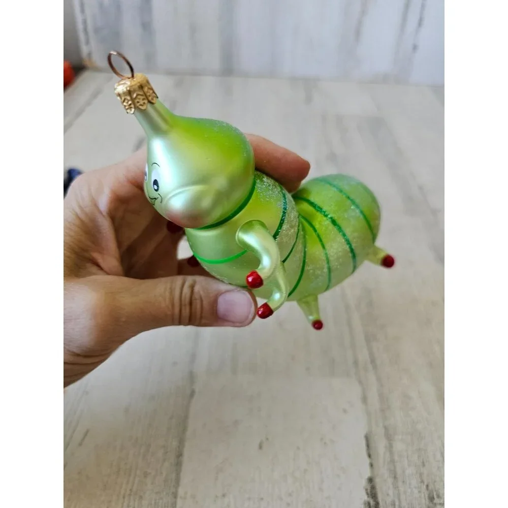 de carlini Caterpillar dillards trimmings italian glass ornament insect Xmas tre